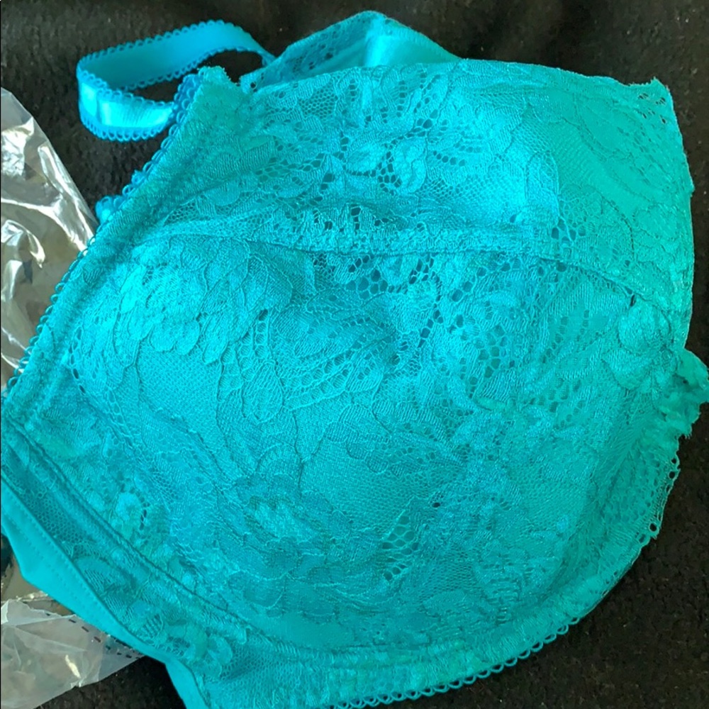 Teal lace bra